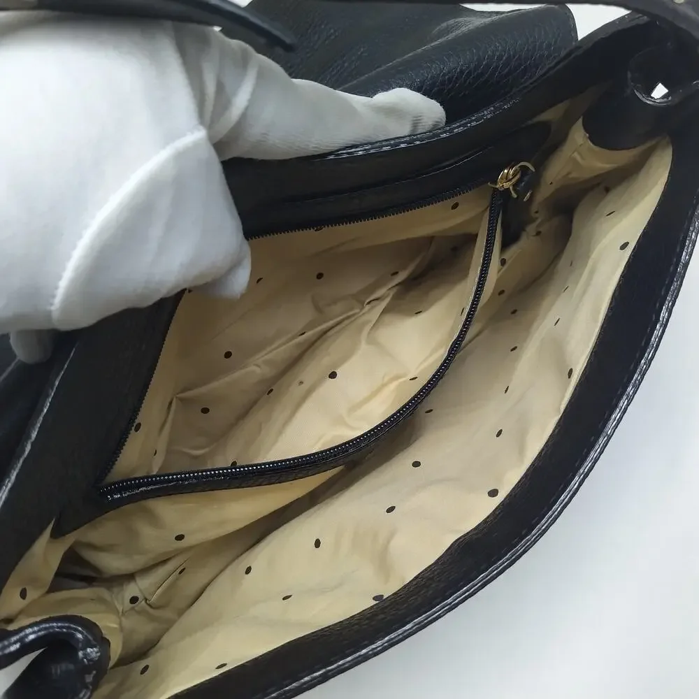 Kate Spade New York Black Leather Turnlock Flap Closure Hobo Crossbody Bag
